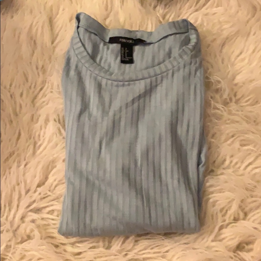 blue-grey ribbed Forever 21 shirt